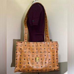 MCM classic logo tote in cognac